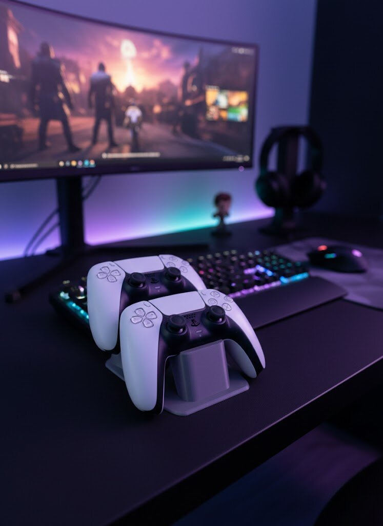 Antrasit İkili Gamepad Tutucu 7x18 cm Masa ve Raf Düzeni Antrasit İkili Gamepad Tutucu 7x18 cm Masa ve Raf Düzeni
