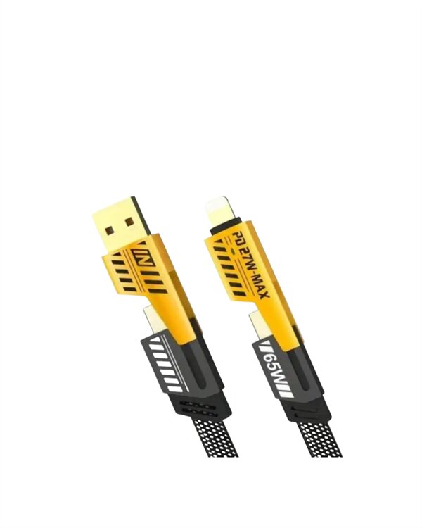 Dönüştürülebilir 4 Başlıklı Hızlı Şarj Kablosu – 1.2m, 65W, Dayanıklı ve Esnek Tasarım
