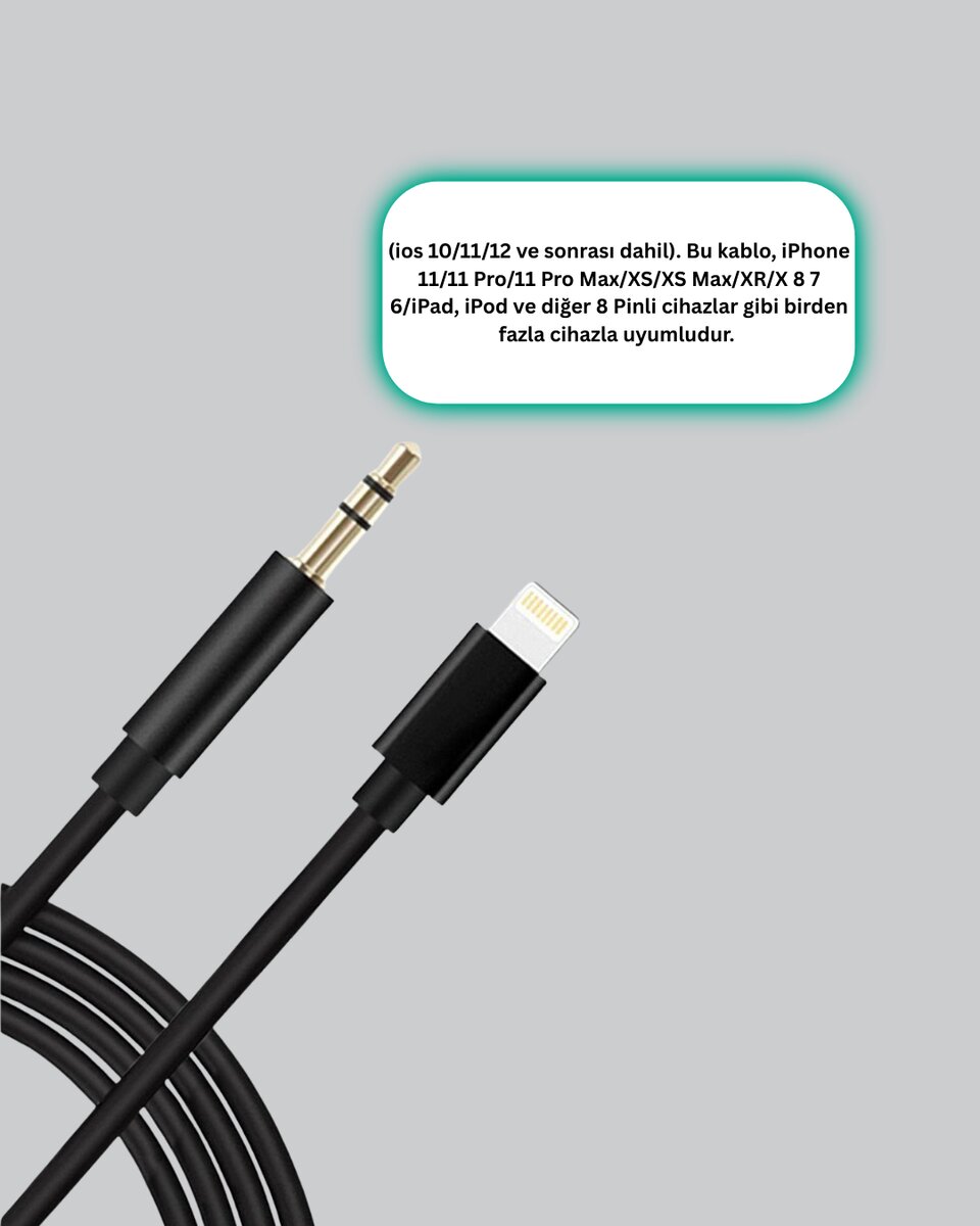 iPhone Uyumlu Lightning – 3.5mm Aux Adaptör Kablo Stereo Ses Aktarım iPhone Uyumlu Lightning – 3.5mm Aux Adaptör Kablo Stereo Ses Aktarım