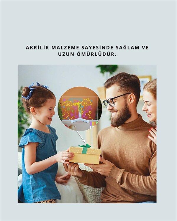 Çocuklar İçin Renkli LED Mesaj Tahtası – Neon Kalemli, Eğlenceli ve Yaratıcı Yazı Panosu