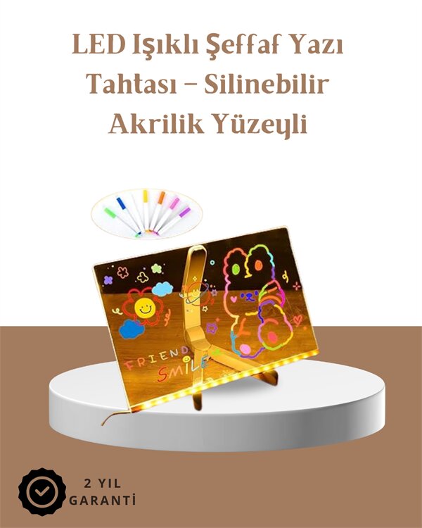 LED Aydınlatmalı Şeffaf Mesaj Tahtası – 30x20 cm, Neon Etkili Yazılar İçin Tasarlandı LED Aydınlatmalı Şeffaf Mesaj Tahtası – 30x20 cm, Neon Etkili Yazılar İçin Tasarlandı