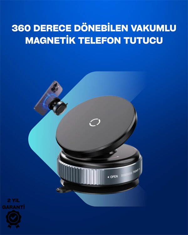 Güçlü Manyetik Tutuşlu 360° Döner Araç Telefon Tutucu – Vakumlu Montajlı Güçlü Manyetik Tutuşlu 360° Döner Araç Telefon Tutucu – Vakumlu Montajlı