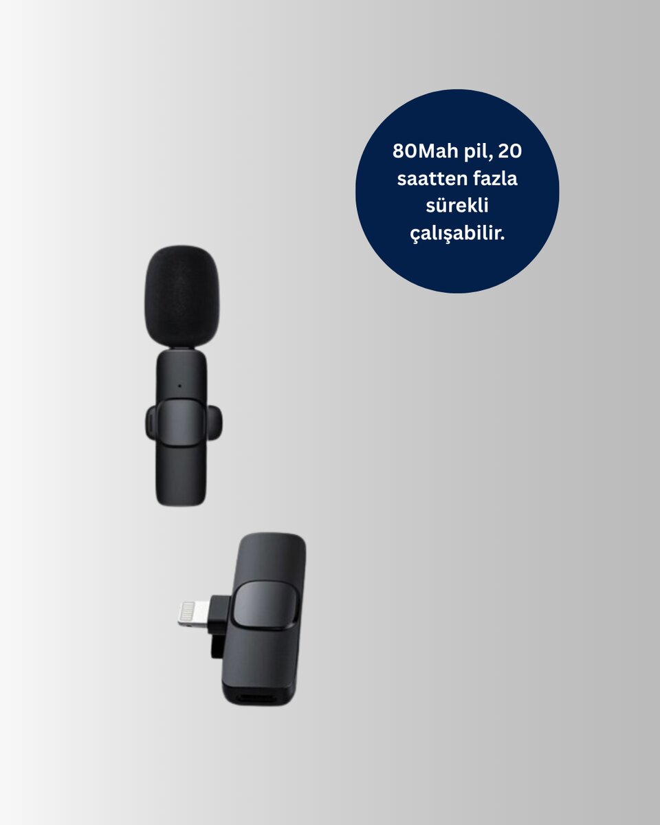 iPhone İçin Çift Mikrofonlu Telsiz Yaka Mikrofonu 360 Derece HD Ses iPhone İçin Çift Mikrofonlu Telsiz Yaka Mikrofonu 360 Derece HD Ses