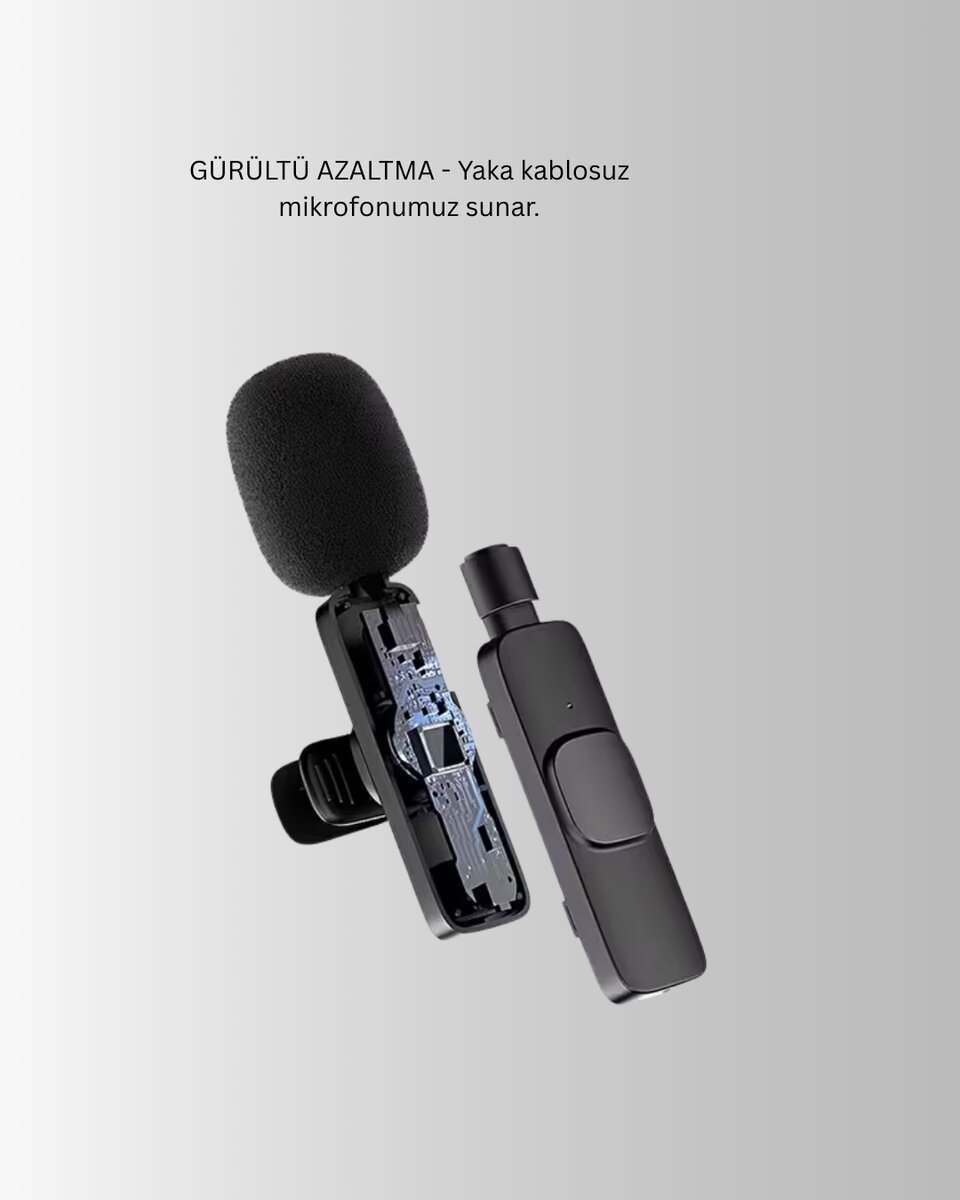 iPhone Uyumlu Çift Mikrofonlu Kablosuz Yaka Seti Profesyonel Ses iPhone Uyumlu Çift Mikrofonlu Kablosuz Yaka Seti Profesyonel Ses
