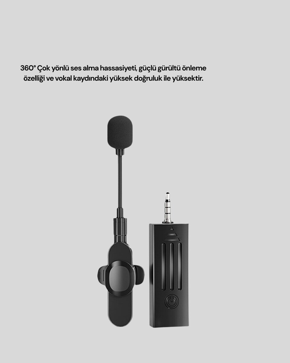 Kablosuz Profesyonel Mikrofon – 360° Ses Yakalama, 60 m Menzil, Gürültü Engelleyici Kablosuz Profesyonel Mikrofon – 360° Ses Yakalama, 60 m Menzil, Gürültü Engelleyici