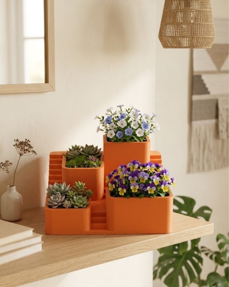 3D Modern Çok Bölmeli Kaktüs Saksı Seti Dekoratif Masaüstü Sukulent Standı 3D Modern Çok Bölmeli Kaktüs Saksı Seti Dekoratif Masaüstü Sukulent Standı