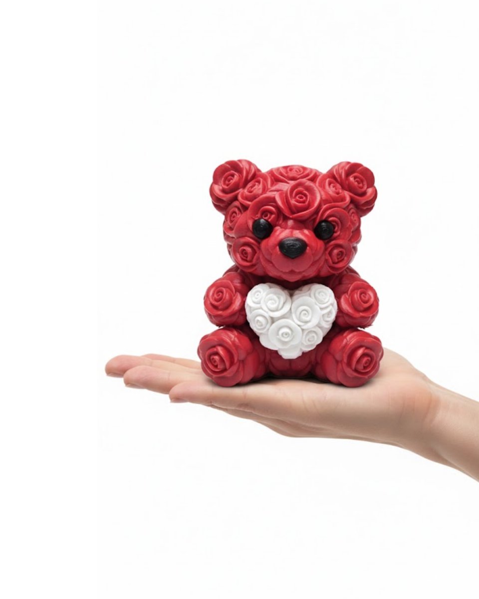 3D Kalp Ayıcık 10 cm Gül Detaylı Dekoratif Hediye Obje 3D Kalp Ayıcık 10 cm Gül Detaylı Dekoratif Hediye Obje