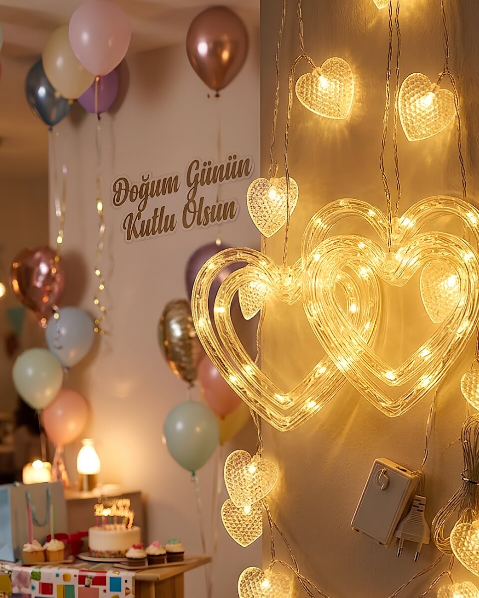 Romantik Kalp LED Işık Neon Görünümlü Dekoratif Oda Lambası Romantik Kalp LED Işık Neon Görünümlü Dekoratif Oda Lambası