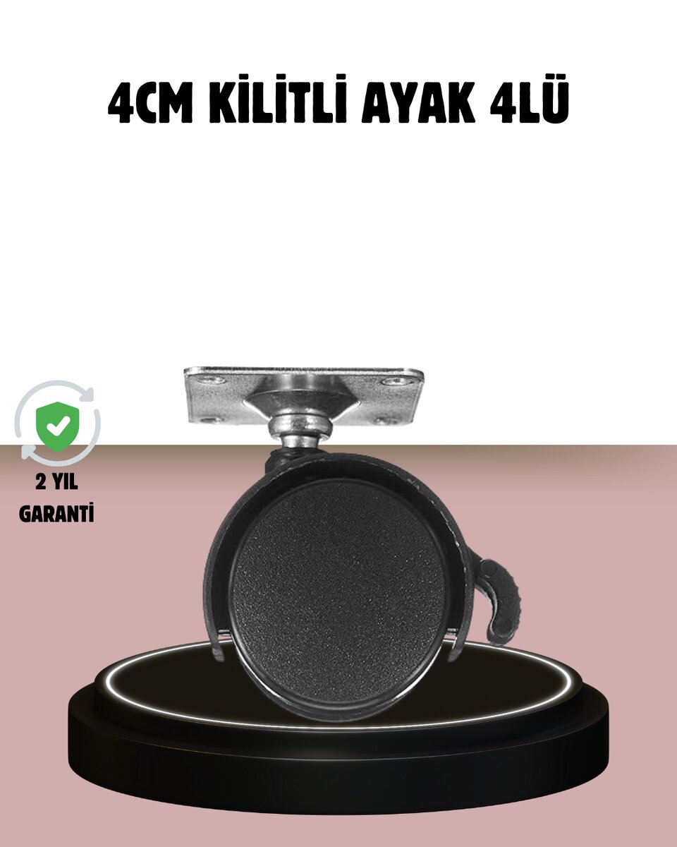 Kilitli 4 cm Tekerlek Ayak 4’lü Set Zemin Koruyucu Kilitli 4 cm Tekerlek Ayak 4’lü Set Zemin Koruyucu