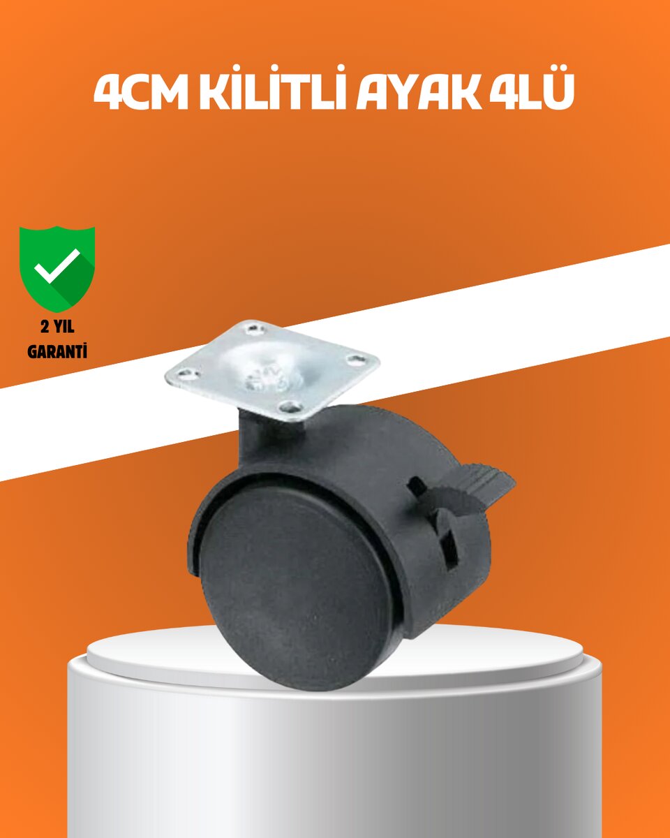 Kilitli Mini Tekerlek Ayak 4 cm 4’lü Set Kilitli Mini Tekerlek Ayak 4 cm 4’lü Set