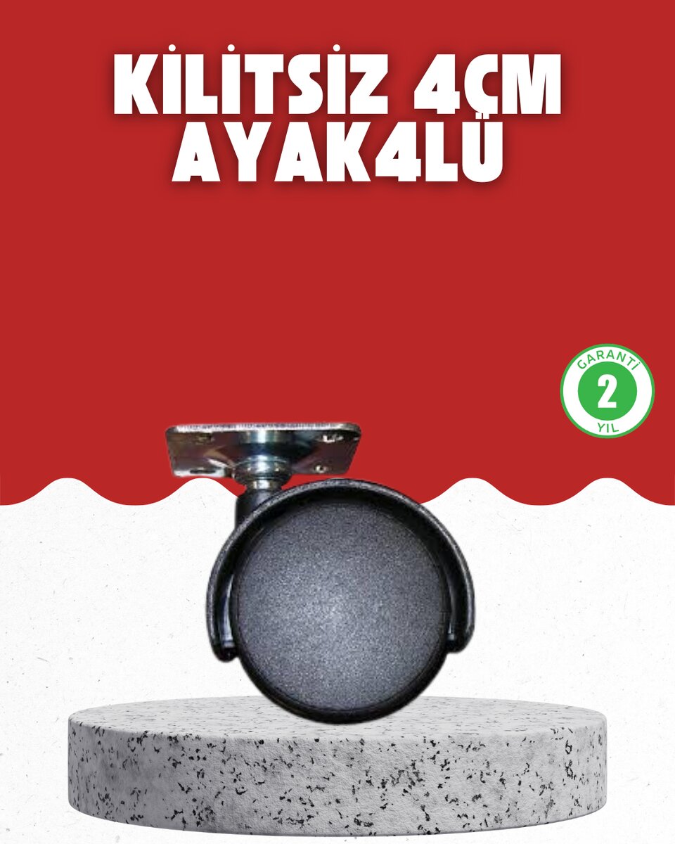 4 cm Kilitsiz Tekerlek Ayak Seti Zemin Koruyucu 4 cm Kilitsiz Tekerlek Ayak Seti Zemin Koruyucu
