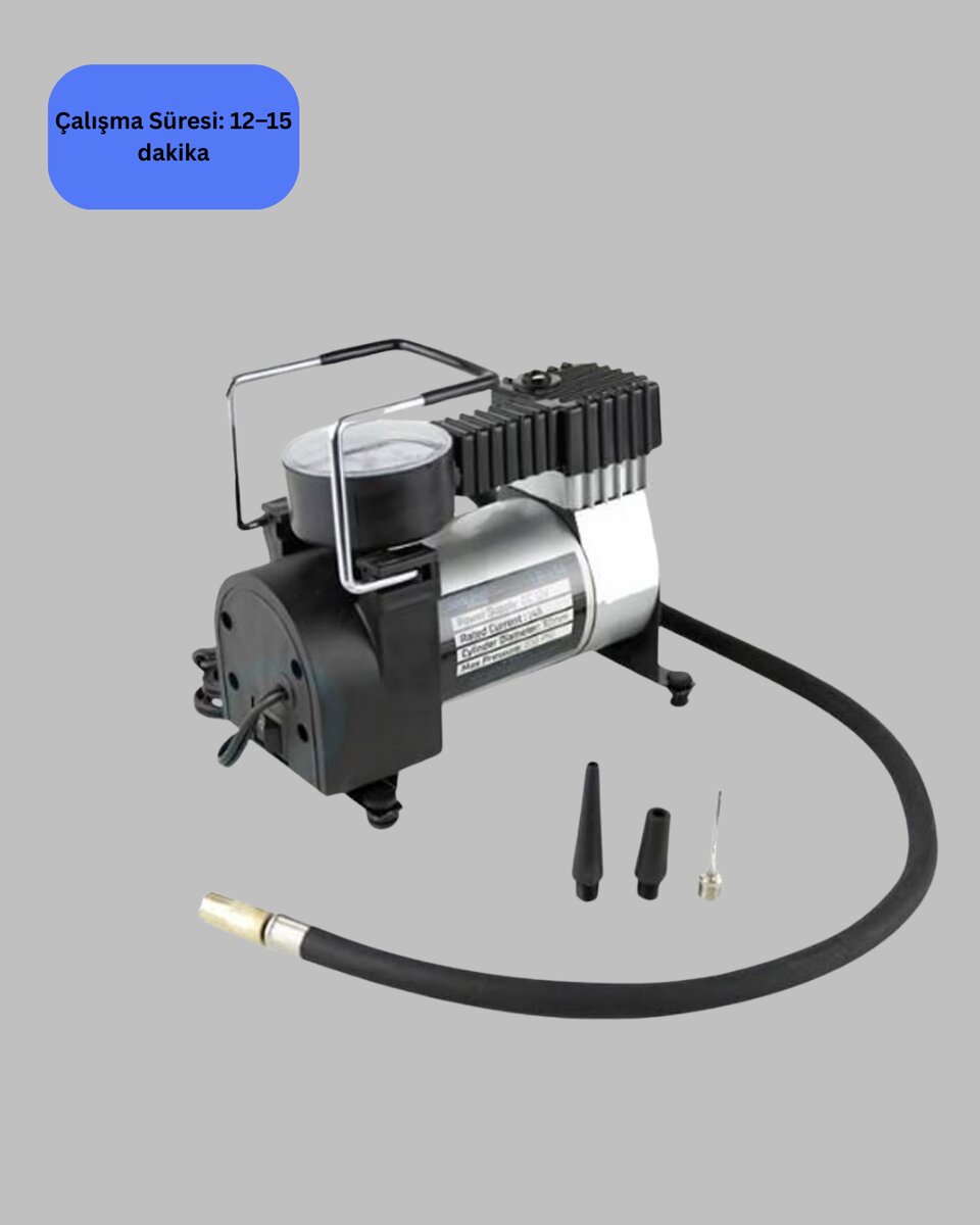 Araç Çakmak Girişli Metal Hava Kompresörü 10A Güçlü Motor Araç Çakmak Girişli Metal Hava Kompresörü 10A Güçlü Motor