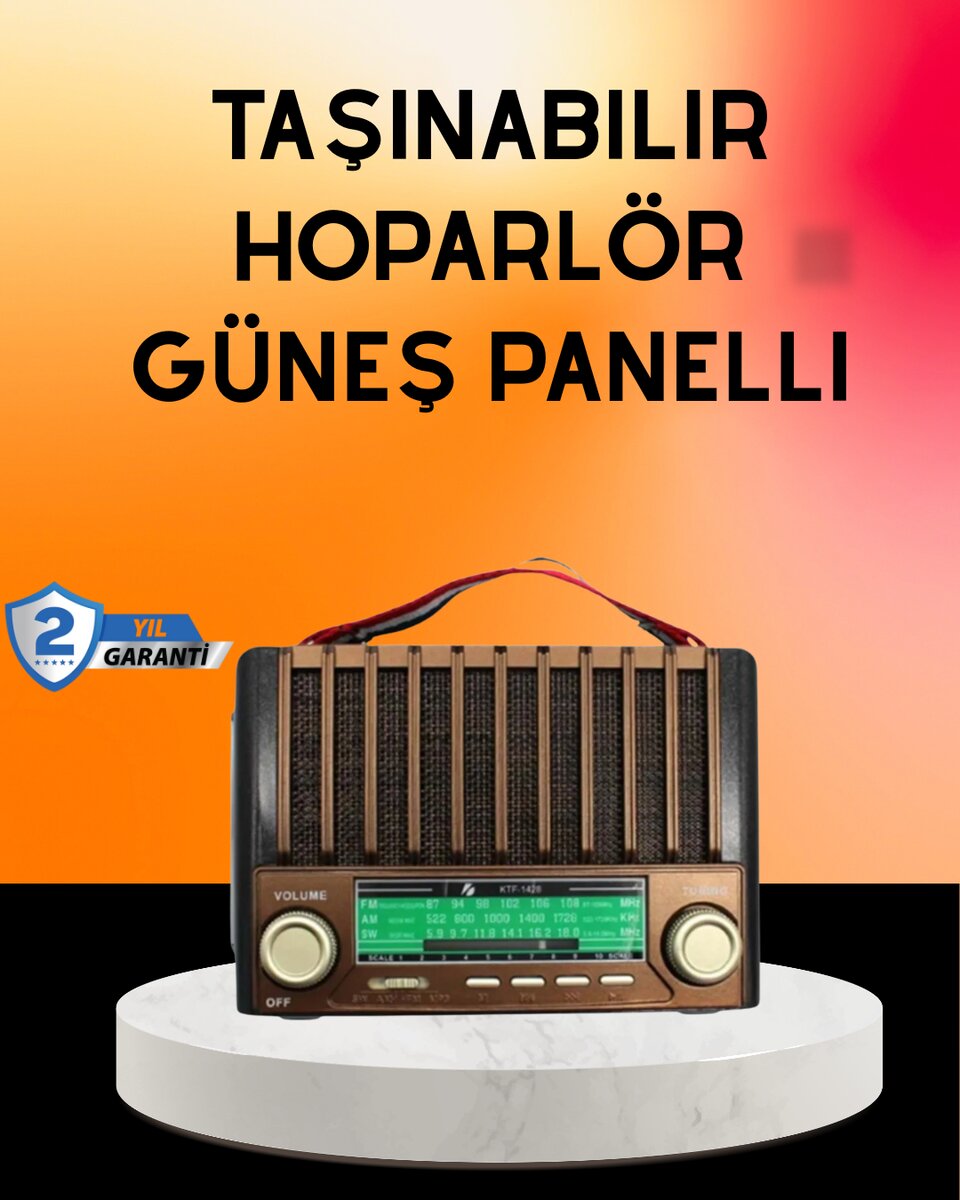 Solar Şarjlı Taşınabilir Radyo Bluetooth Hoparlör USB SD Destekli Solar Şarjlı Taşınabilir Radyo Bluetooth Hoparlör USB SD Destekli
