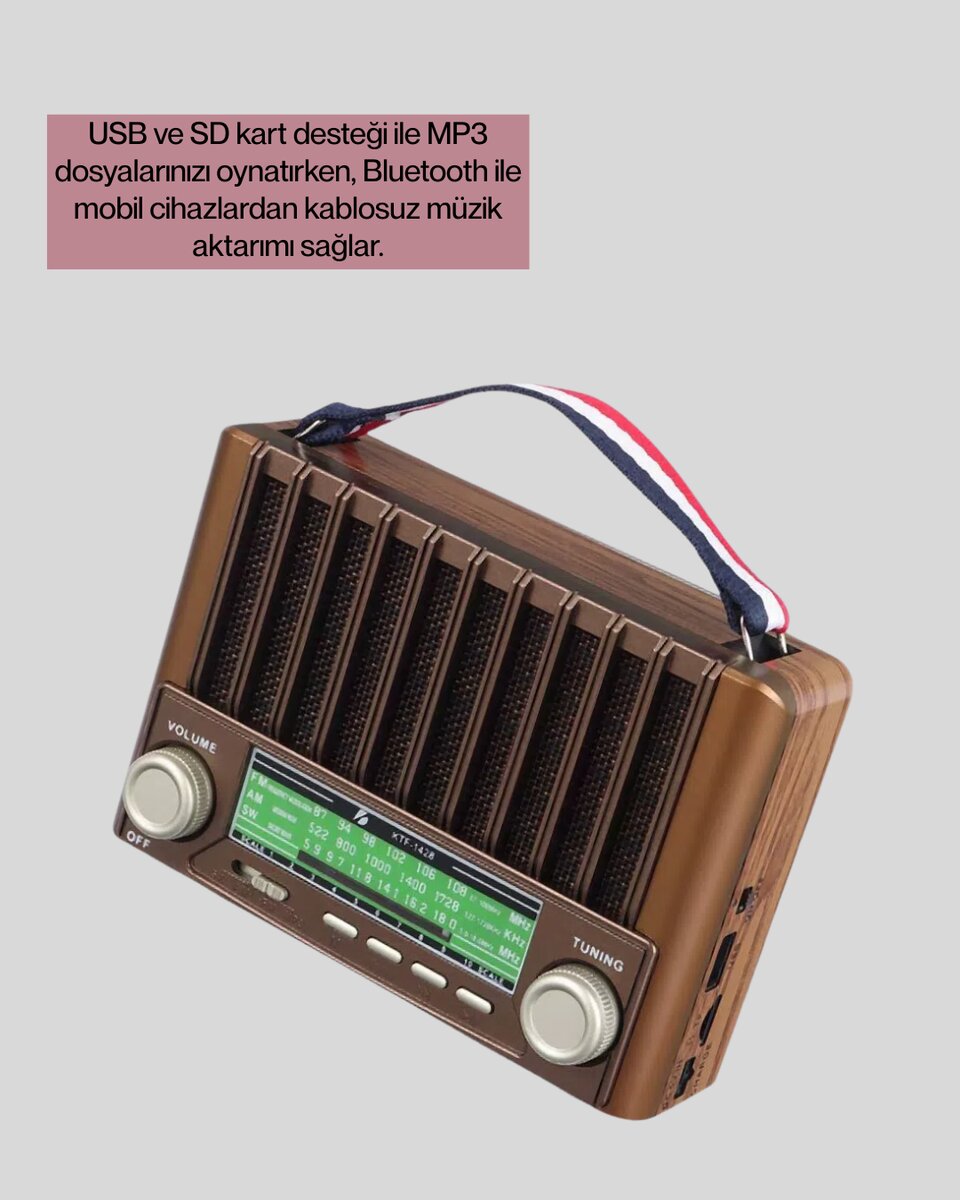 Solar Şarjlı Taşınabilir Radyo Bluetooth Hoparlör USB SD Destekli Solar Şarjlı Taşınabilir Radyo Bluetooth Hoparlör USB SD Destekli