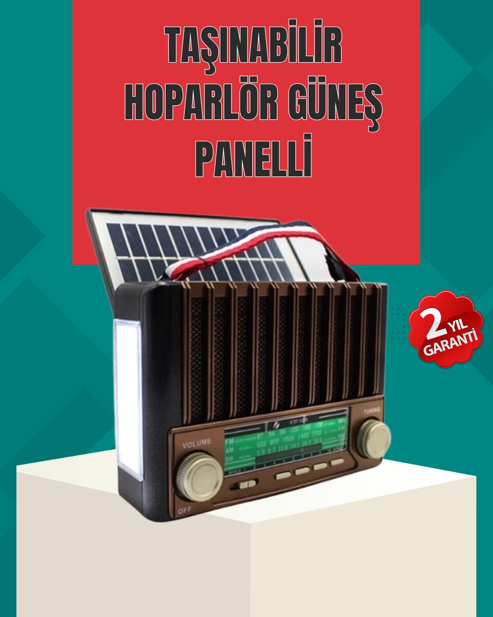 Nostaljik Tasarımlı Solar Şarjlı Radyo AM FM SW ve Bluetooth Nostaljik Tasarımlı Solar Şarjlı Radyo AM FM SW ve Bluetooth