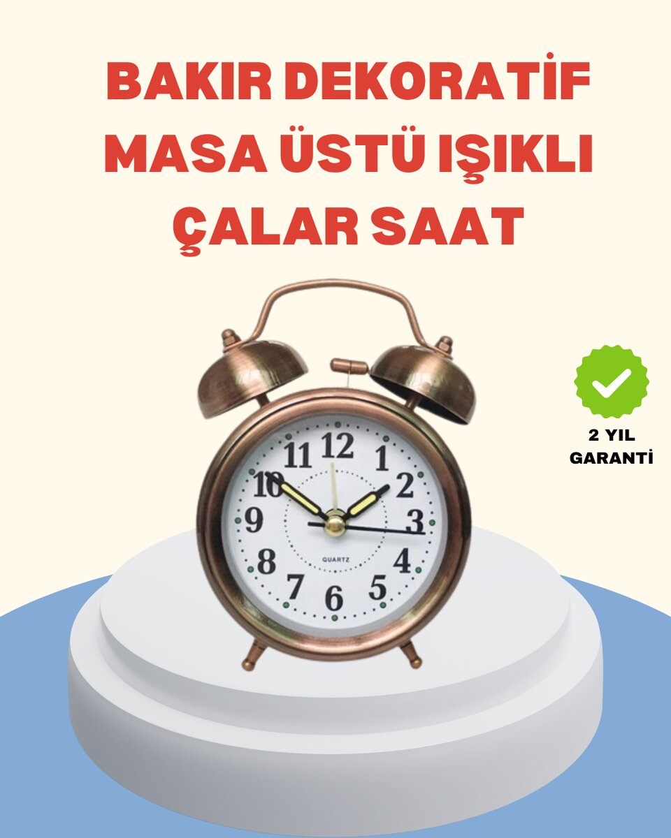 Metal Bronz Nostaljik Masa Saati Alarmlı Büyük Boy Sessiz Mekanizmalı Metal Bronz Nostaljik Masa Saati Alarmlı Büyük Boy Sessiz Mekanizmalı