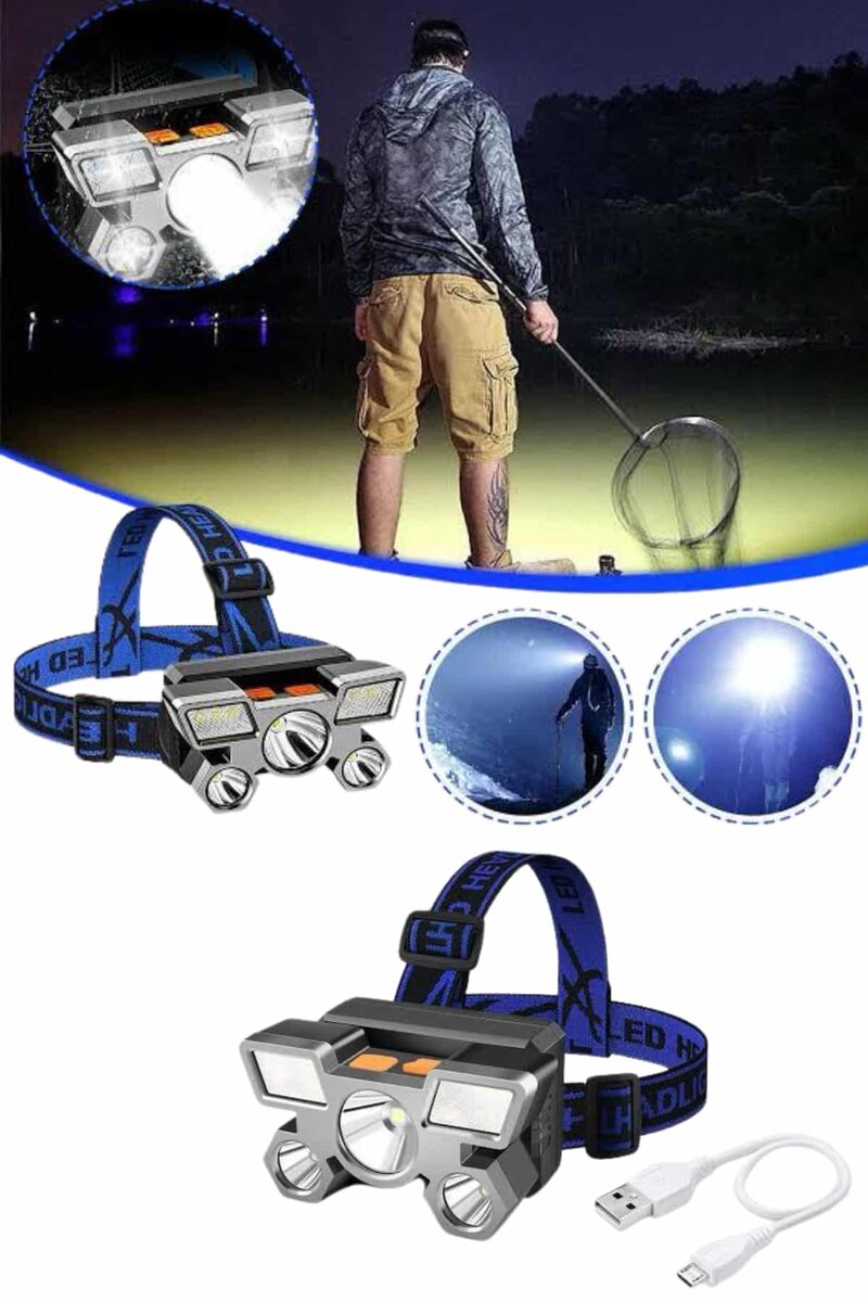5 LED Far Şarj Edilebilir Güçlü Kafa Lambası Kamp Lambası 4 Modlu 5 LED Far Şarj Edilebilir Güçlü Kafa Lambası Kamp Lambası 4 Modlu