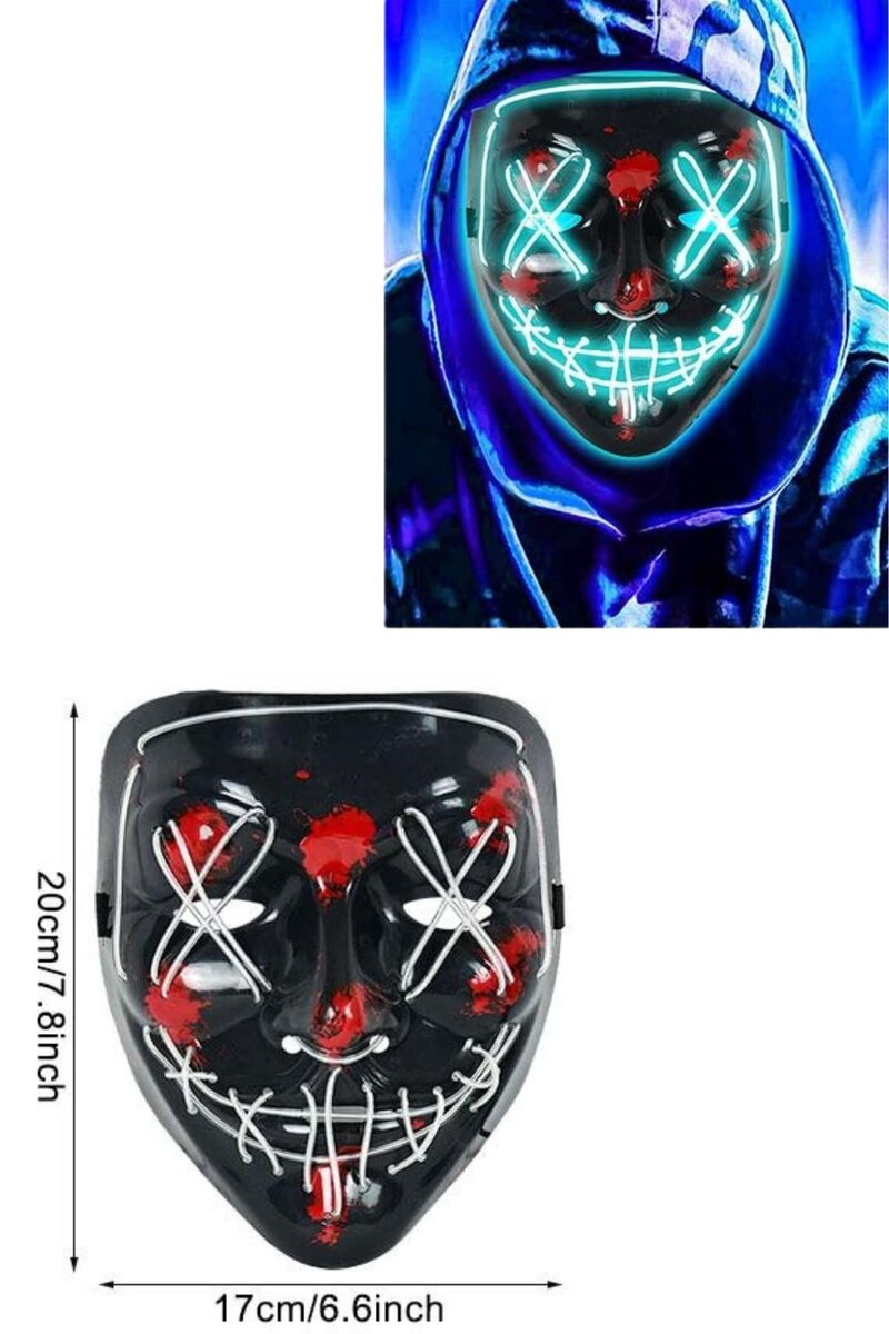 Işıklı Led Maske Parti Eğlence Maskesi Hallowen Neon Maske Işıklı Led Maske Parti Eğlence Maskesi Hallowen Neon Maske
