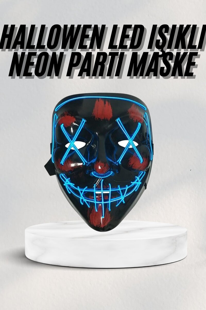 Led Işıklı Neon Maske Cadılar Bayramı Maskesi Korkunç Korku Maskesi Led Işıklı Neon Maske Cadılar Bayramı Maskesi Korkunç Korku Maskesi