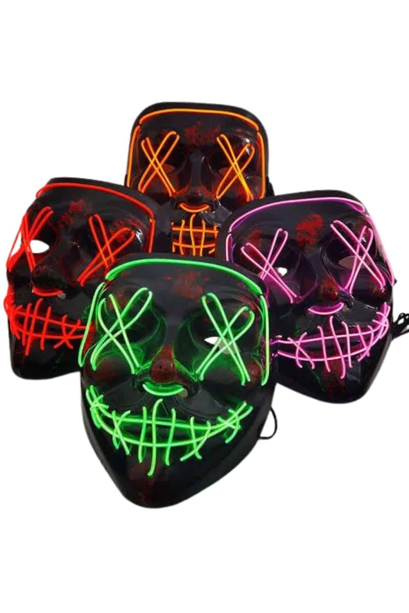 Led Işıklı Neon Maske Cadılar Bayramı Maskesi Korkunç Korku Maskesi Led Işıklı Neon Maske Cadılar Bayramı Maskesi Korkunç Korku Maskesi