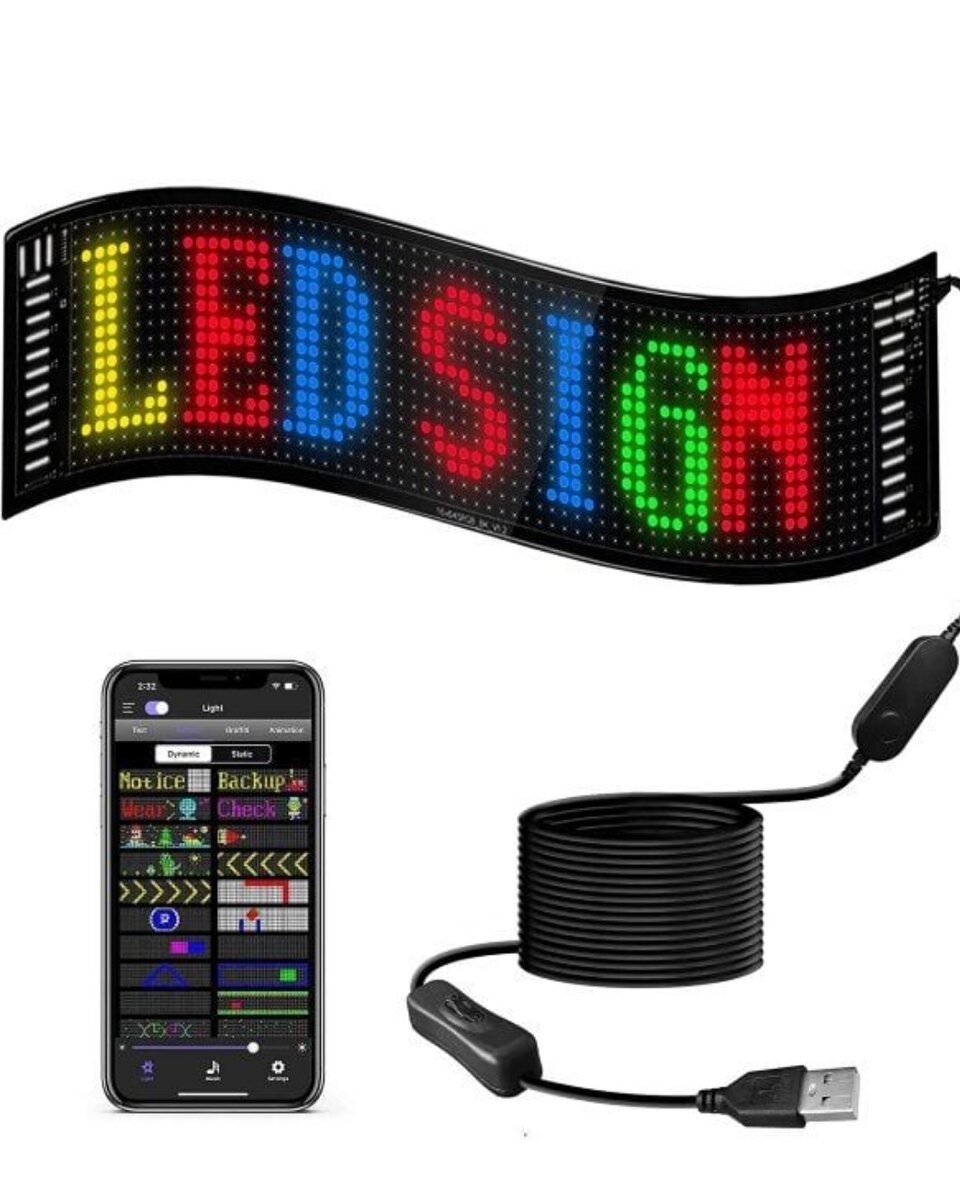 RGB LED Matrix Panel Esnek Yapı Uygulama Kontrollü Kayan Yazı Ekranı