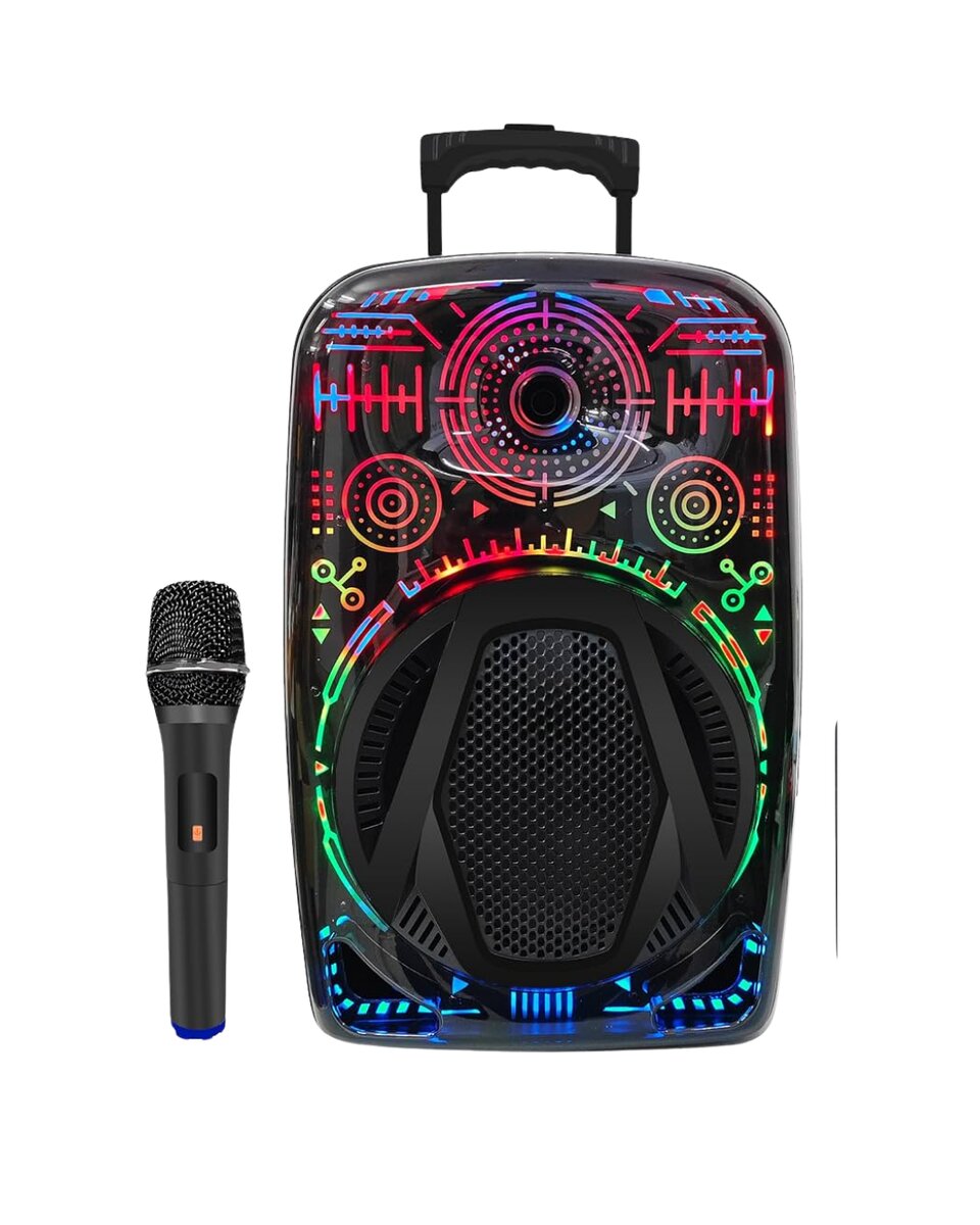 Karaoke Hoparlör RGB LED Işıklı USB FM Radyo Destekli Taşınabilir Speaker Karaoke Hoparlör RGB LED Işıklı USB FM Radyo Destekli Taşınabilir Speaker