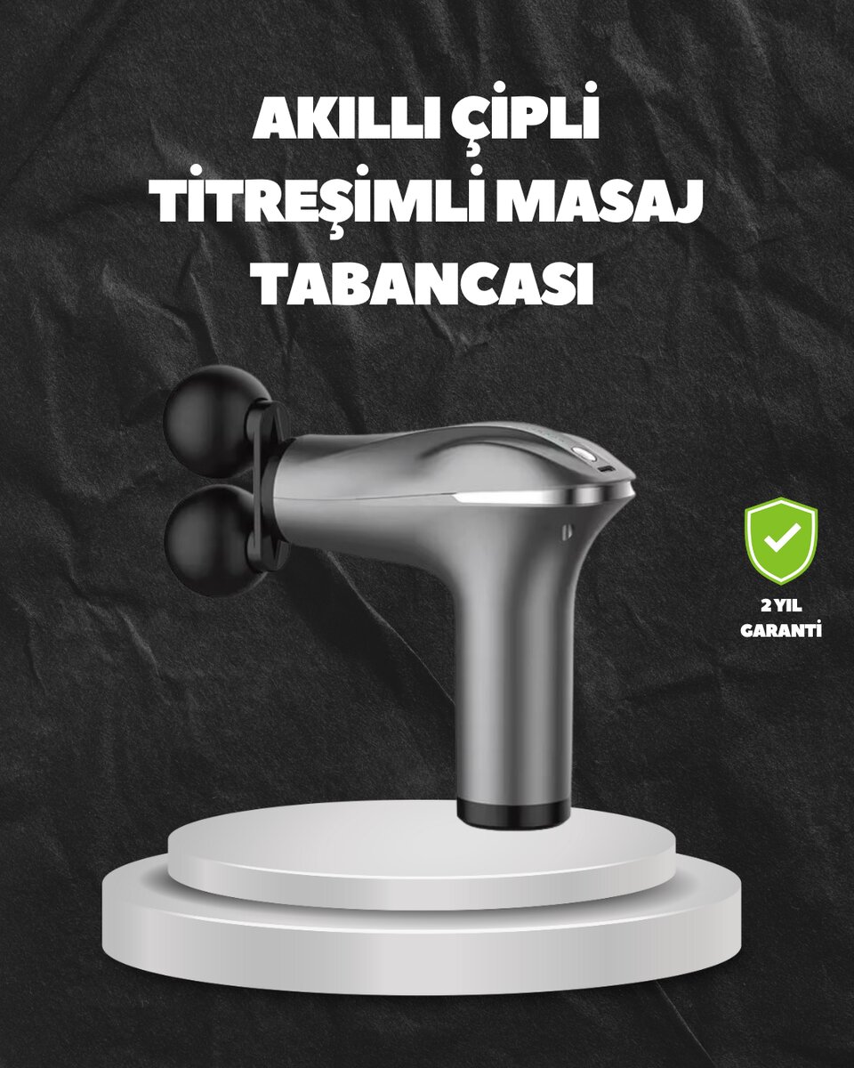4 Başlıklı Şarjlı Masaj Tabancası Bel Sırt Boyun Bacak Kas Rahatlatıcı