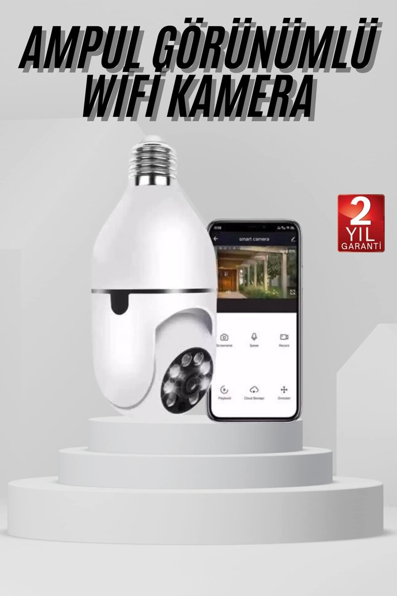 Wifi Güvenlik Kamerası 360 Derece Dönebilen Harekete Duyarlı Gece Görüşlü Ampul Wifi Güvenlik Kamerası 360 Derece Dönebilen Harekete Duyarlı Gece Görüşlü Ampul