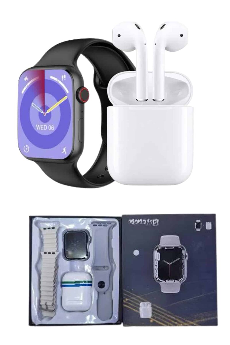 Akıllı Saat Gümüş Kasa Bluetooth Kulaklık Hediyeli Çok Fonksiyonlu İkili Set Akıllı Saat Gümüş Kasa Bluetooth Kulaklık Hediyeli Çok Fonksiyonlu İkili Set