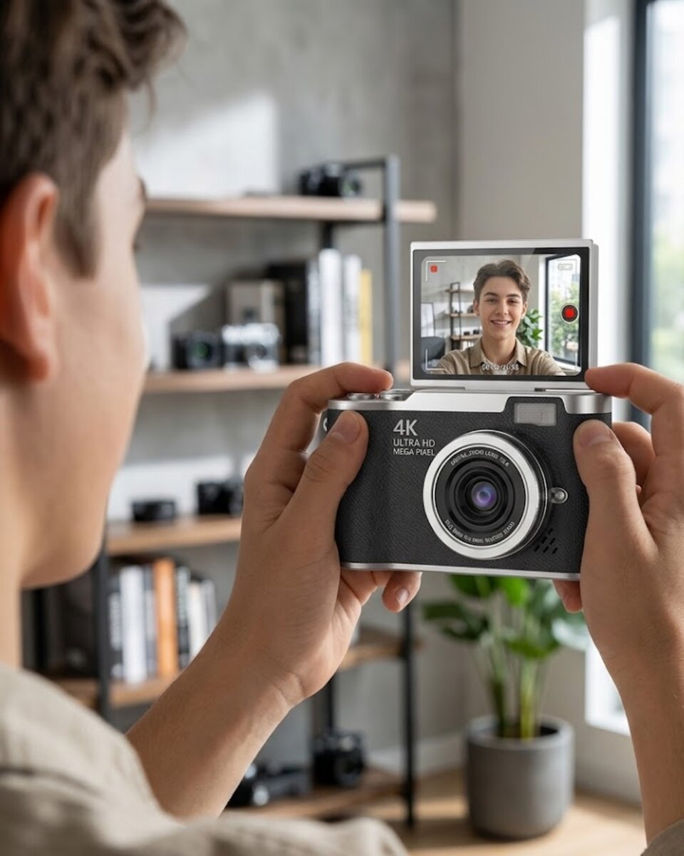 4K Dijital Kamera 48 MP 8X Zoom ve 180 Derece Flip Ekran Vlog Çekim Özellikli 4K Dijital Kamera 48 MP 8X Zoom ve 180 Derece Flip Ekran Vlog Çekim Özellikli