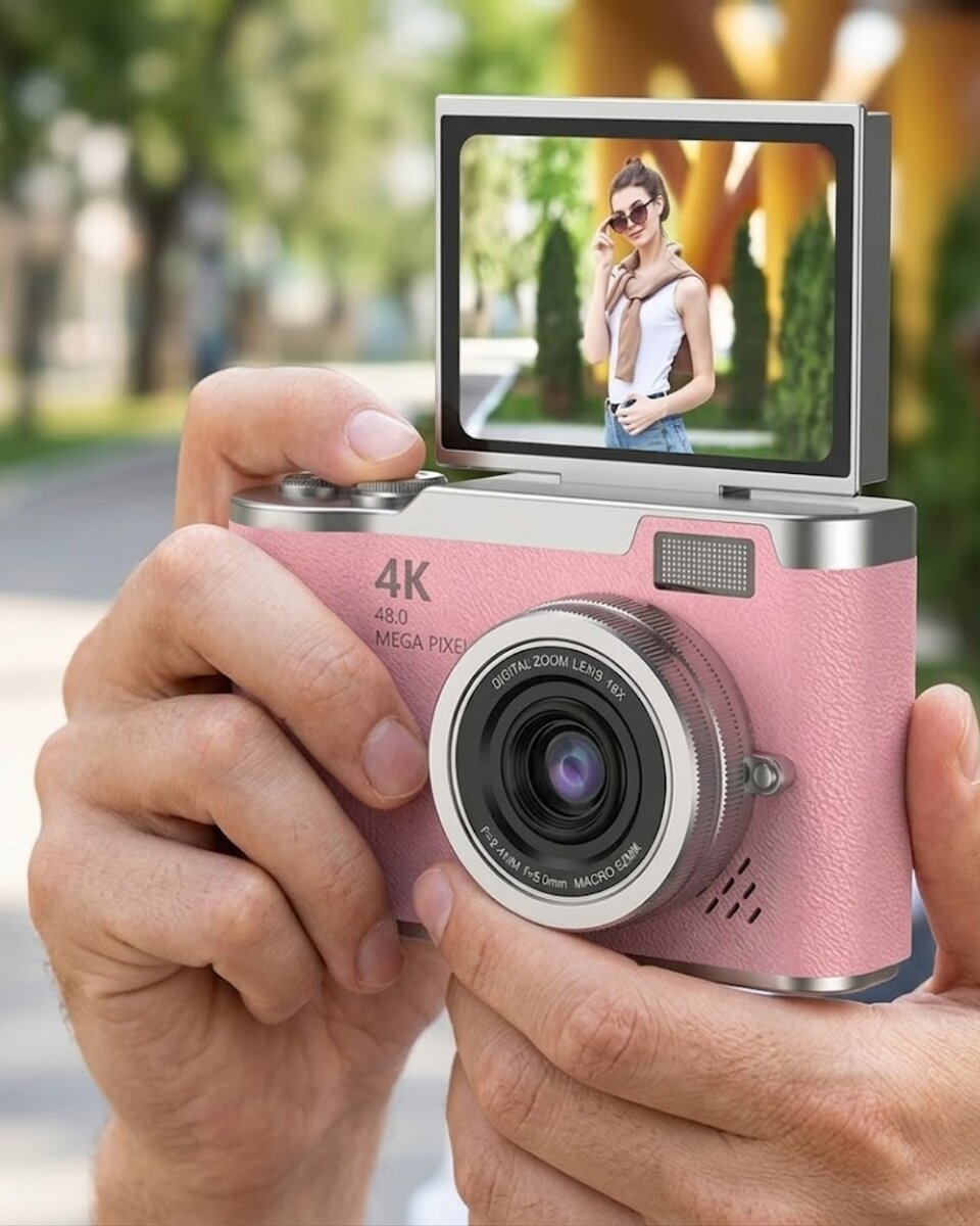 48 MP Dijital Kamera Flip Ekran 18x Zoom Vlog Selfie Kamera