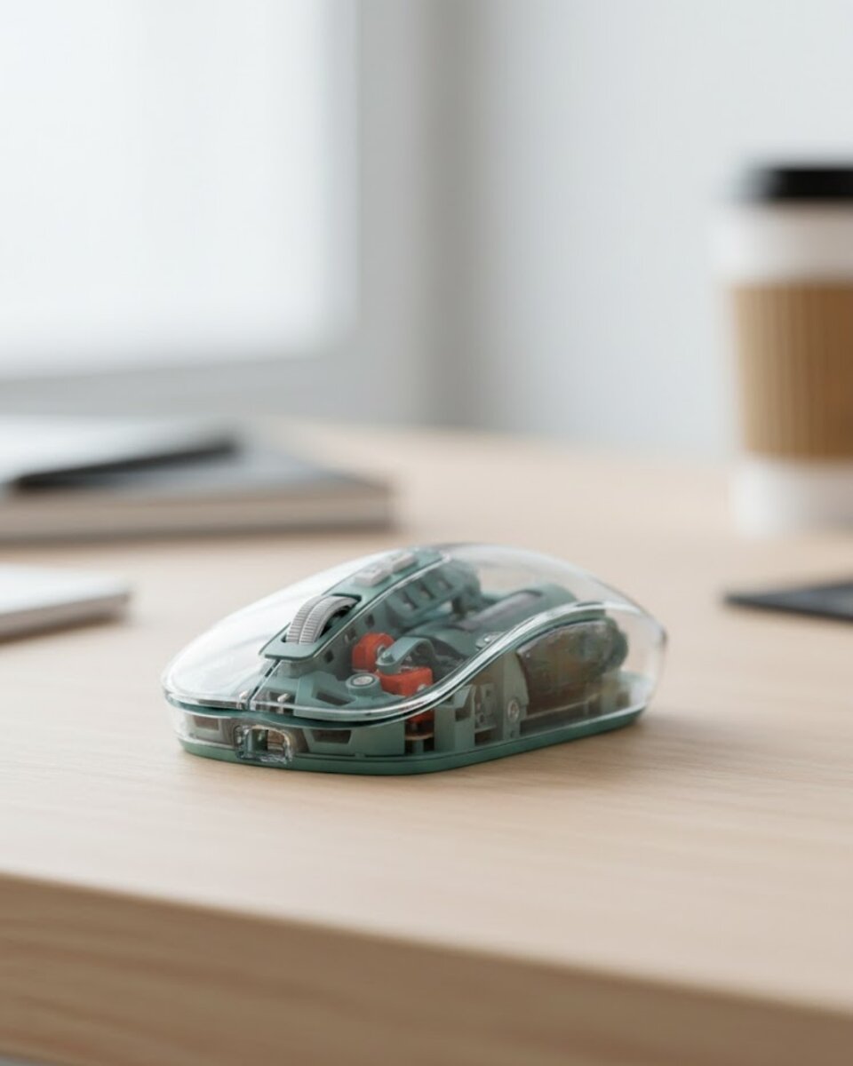 Bluetooth ve 2.4G USB Destekli Pilli Kablosuz Şeffaf Mouse Bluetooth ve 2.4G USB Destekli Pilli Kablosuz Şeffaf Mouse