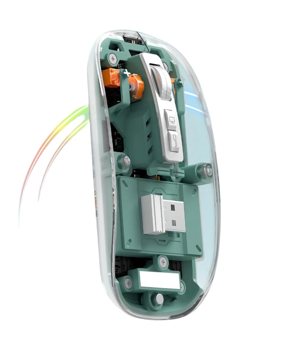 Bluetooth ve 2.4G USB Destekli Pilli Kablosuz Şeffaf Mouse Bluetooth ve 2.4G USB Destekli Pilli Kablosuz Şeffaf Mouse