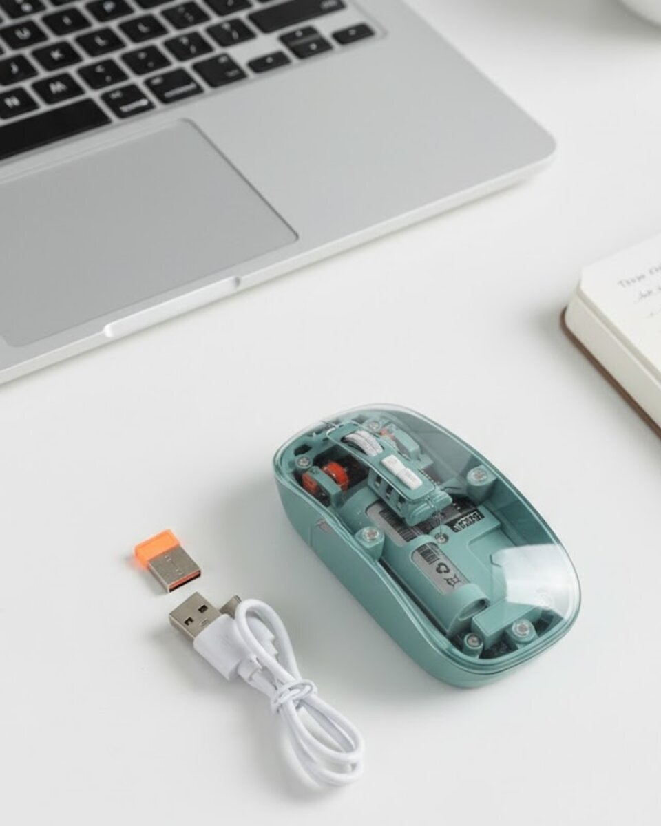Pilli Kablosuz Mouse Bluetooth ve USB Uyumlu Sessiz Tıklama Pilli Kablosuz Mouse Bluetooth ve USB Uyumlu Sessiz Tıklama