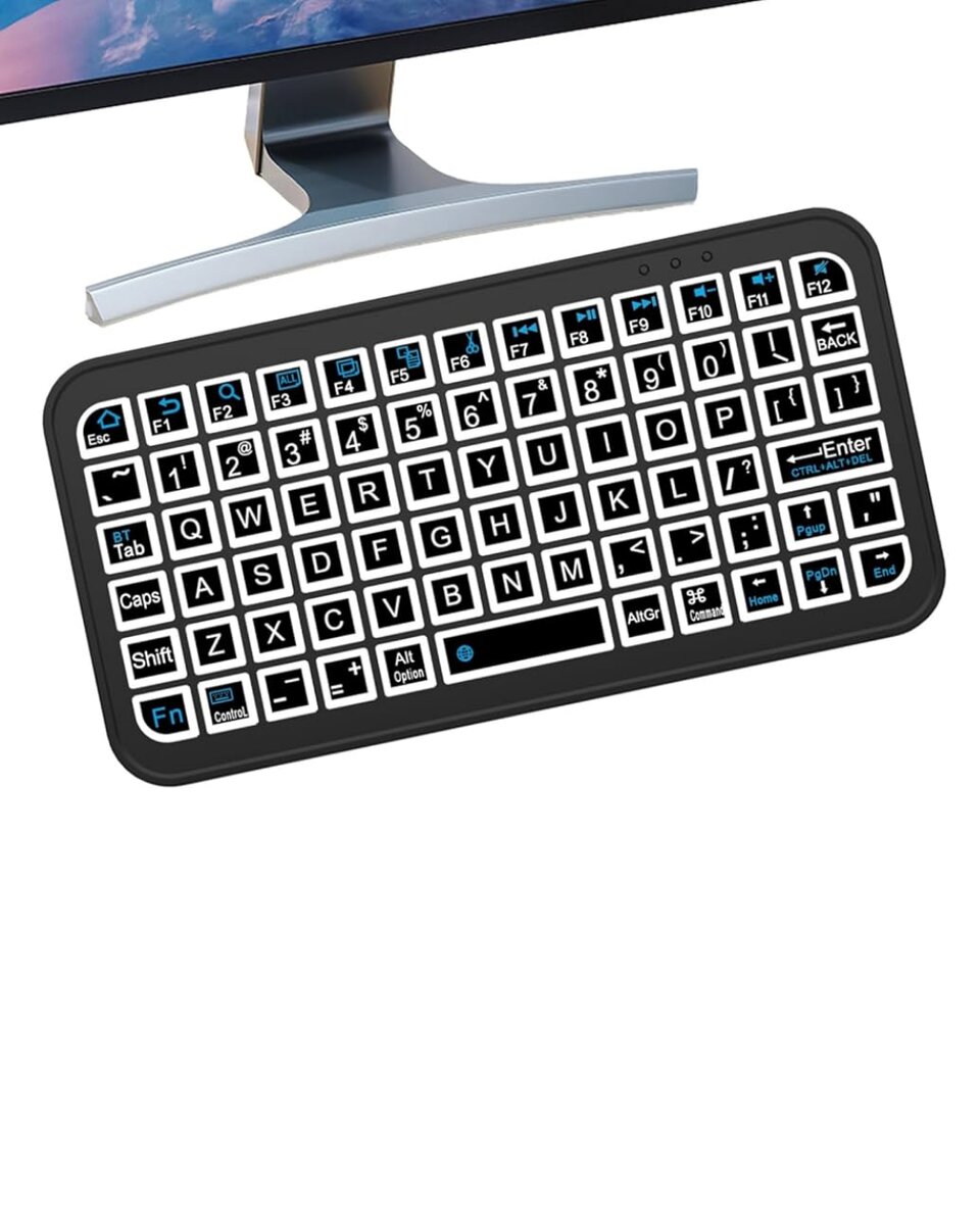 Kompakt Siyah RGB Işıklı Bluetooth Mini Klavye Kompakt Siyah RGB Işıklı Bluetooth Mini Klavye