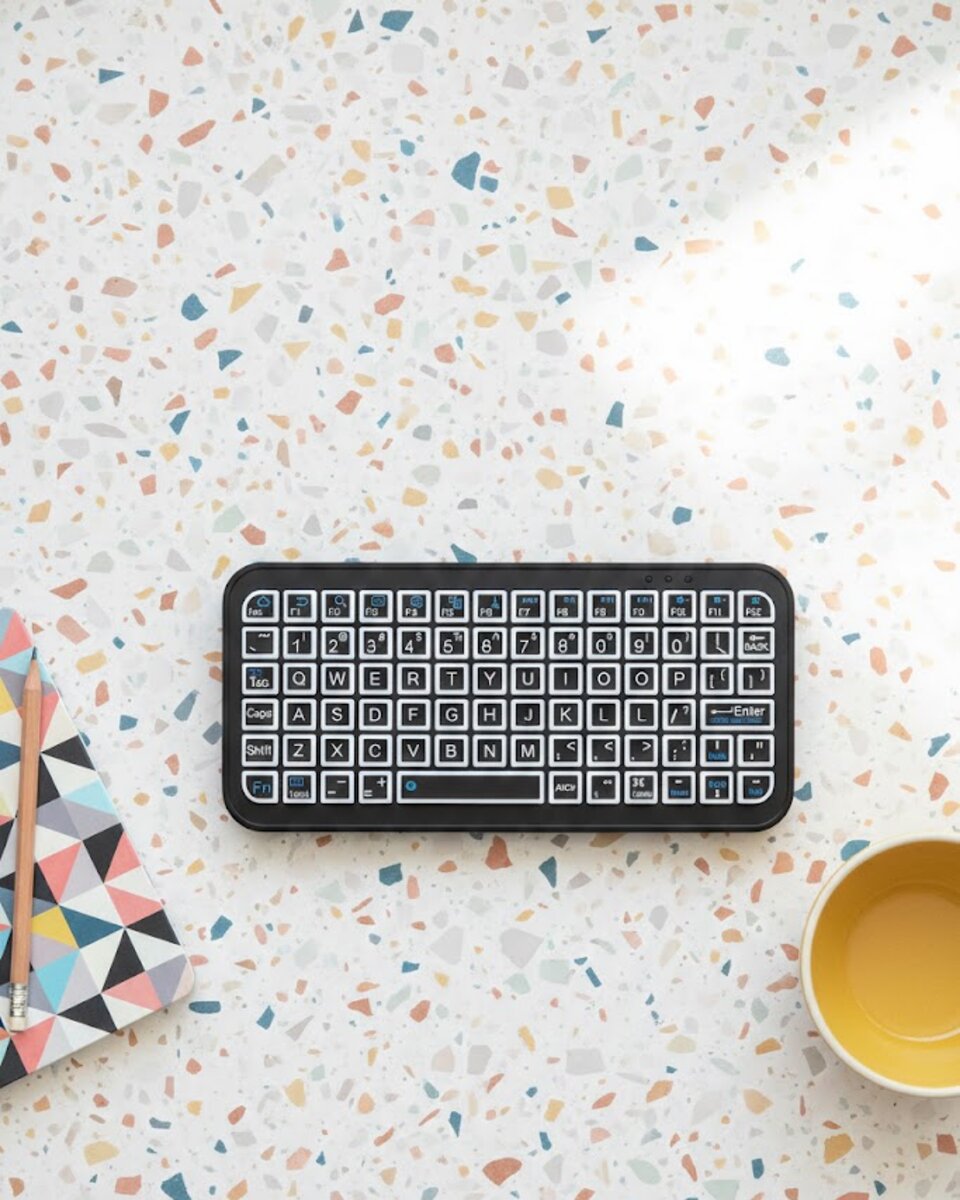 Kompakt Siyah RGB Işıklı Bluetooth Mini Klavye Kompakt Siyah RGB Işıklı Bluetooth Mini Klavye