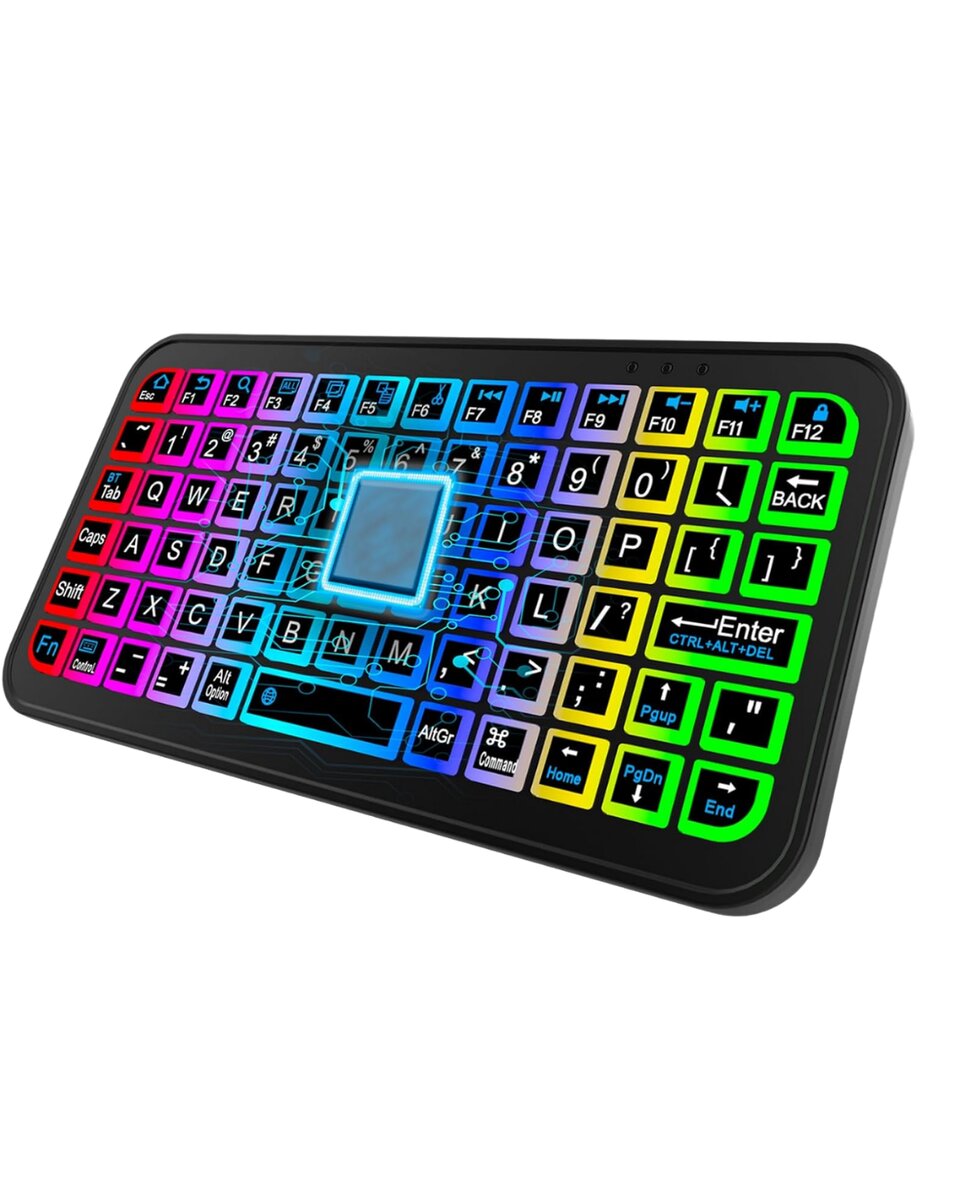 Siyah Kablosuz Mini RGB Işıklı Klavye Bluetooth 5.2 İnce Tasarım Siyah Kablosuz Mini RGB Işıklı Klavye Bluetooth 5.2 İnce Tasarım