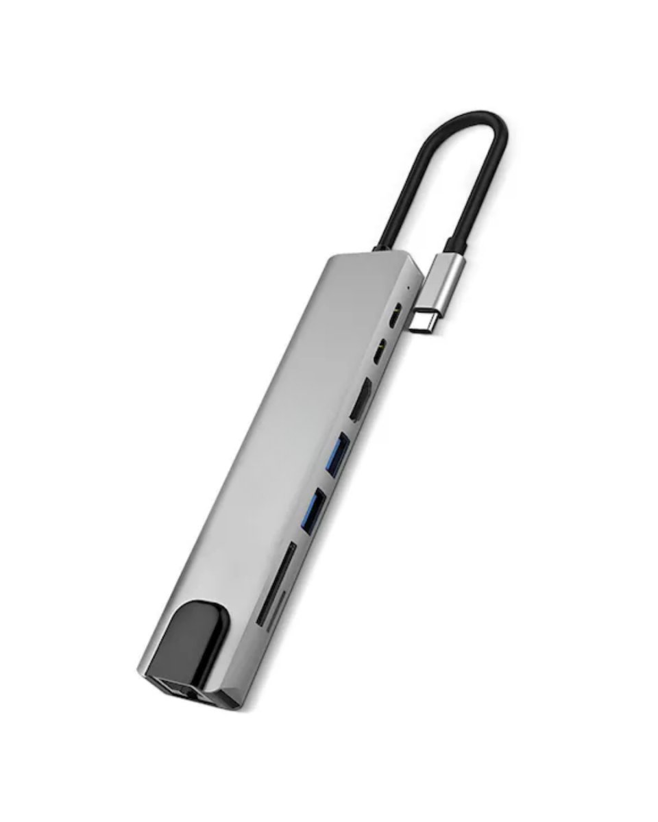 Type C Çoklu Port Hub 8 Port USB HDMI SD Kart Ethernet Adaptör Type C Çoklu Port Hub 8 Port USB HDMI SD Kart Ethernet Adaptör