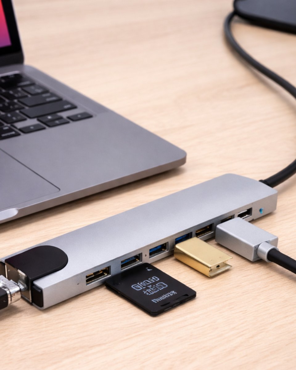 USB C Çoklu Port Adaptör HDMI USB Ethernet SD Kart Hub USB C Çoklu Port Adaptör HDMI USB Ethernet SD Kart Hub