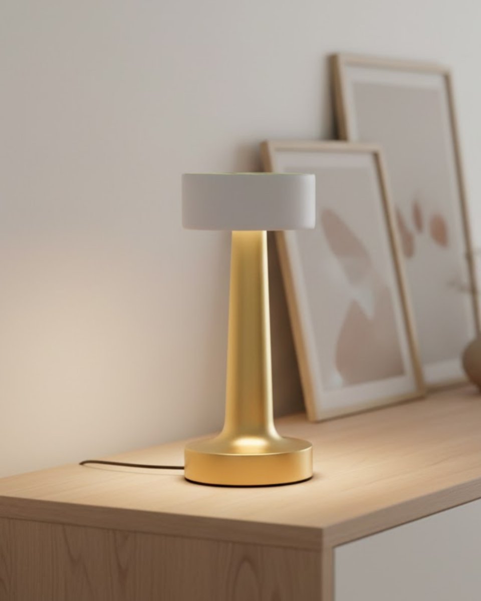 Modern Altın Gövdeli LED Masa Lambası 3 Işık Modlu Modern Altın Gövdeli LED Masa Lambası 3 Işık Modlu