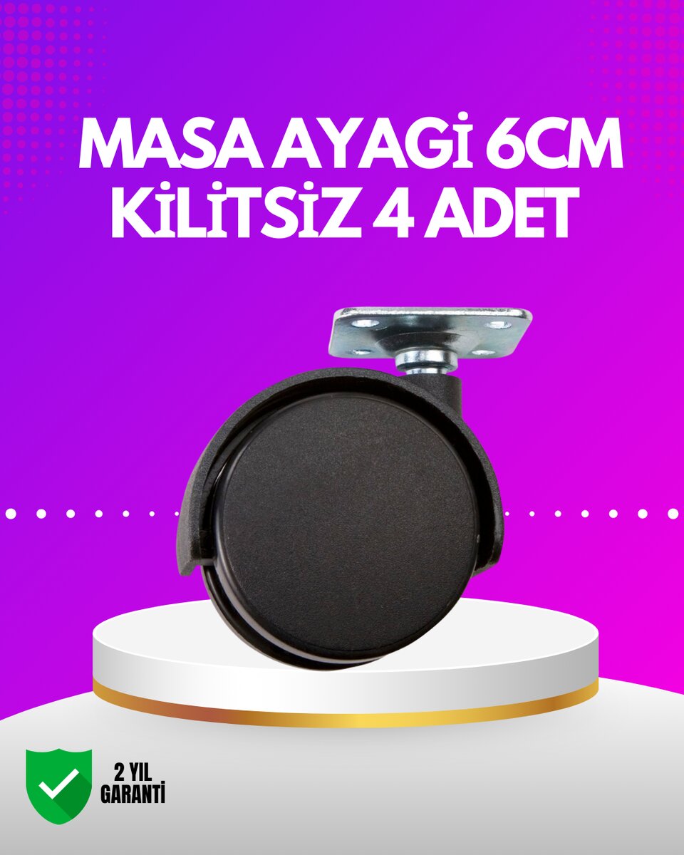 Masa ve Koltuk İçin Kilitsiz Tekerlek Seti 6 cm Masa ve Koltuk İçin Kilitsiz Tekerlek Seti 6 cm