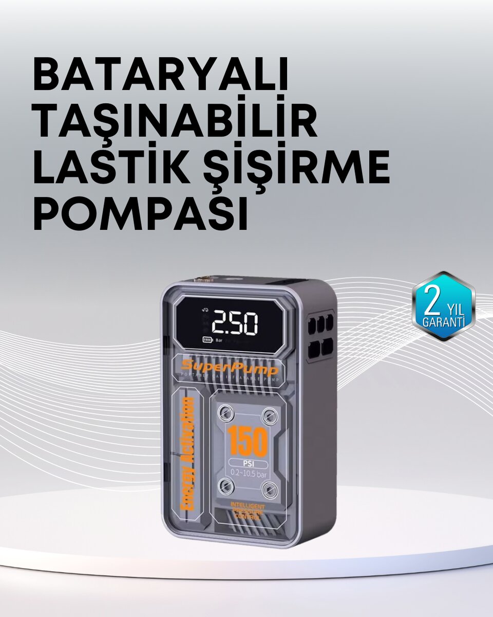 150 PSI Kablosuz Dijital Ekranlı Taşınabilir Araç Lastik Pompası 150 PSI Kablosuz Dijital Ekranlı Taşınabilir Araç Lastik Pompası
