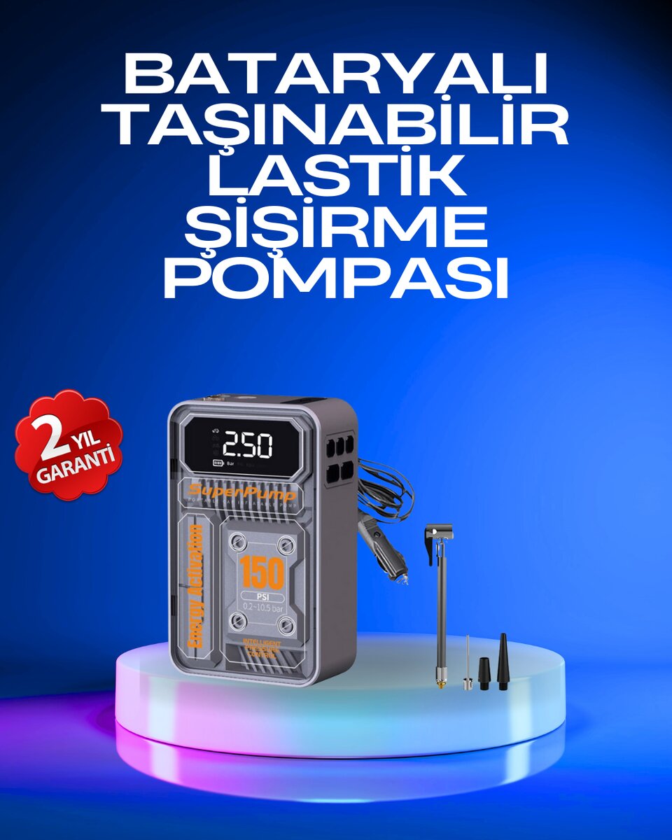 6000mAh Bataryalı LED Ekranlı Akıllı Hava Kompresörü 6000mAh Bataryalı LED Ekranlı Akıllı Hava Kompresörü