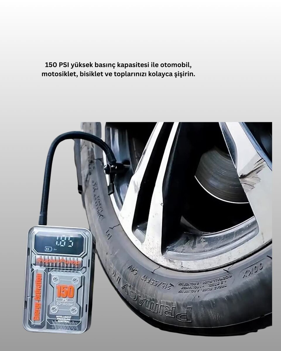 Hızlı Şişirme Güçlü Motorlu 150 PSI Araba Lastik Pompası