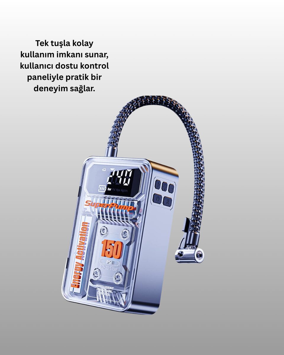 150 PSI Kablosuz Dijital Ekranlı Taşınabilir Araç Lastik Pompası 150 PSI Kablosuz Dijital Ekranlı Taşınabilir Araç Lastik Pompası