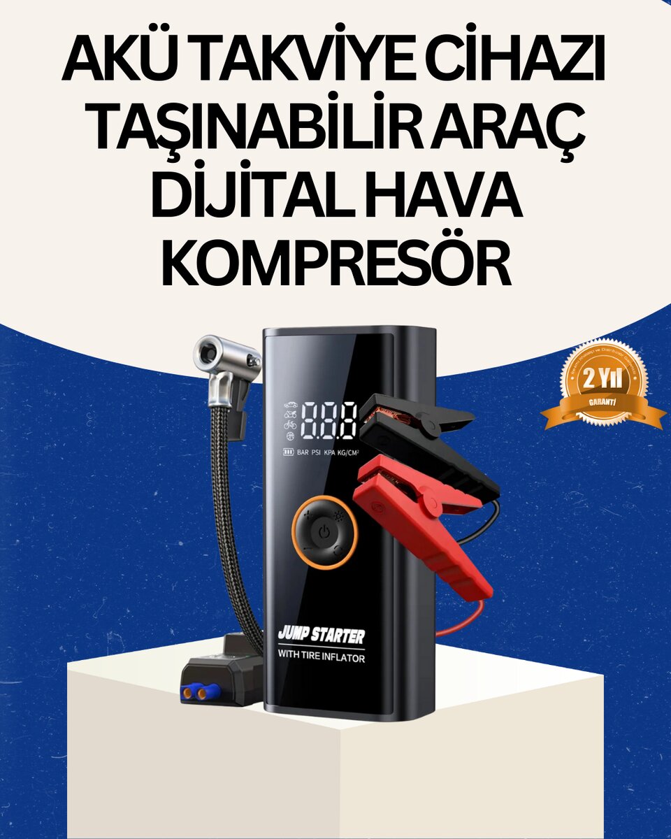 Taşınabilir Akü Takviye ve Akıllı Lastik Şişirme Pompası Taşınabilir Akü Takviye ve Akıllı Lastik Şişirme Pompası