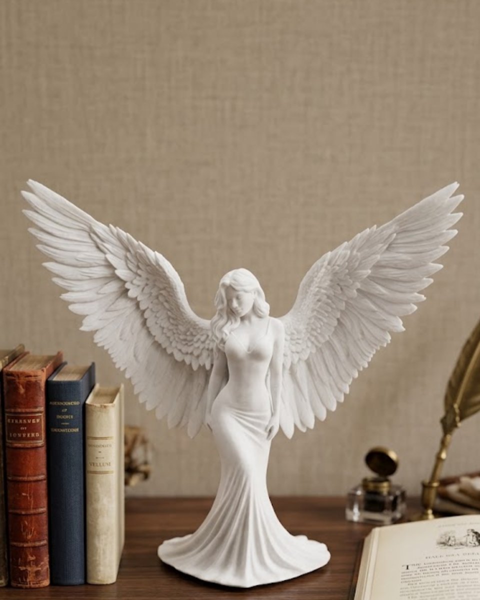 Kanatlı Melek Figürü 3D Baskı Dekoratif Heykel Biblo Ev Ofis Aksesuarı