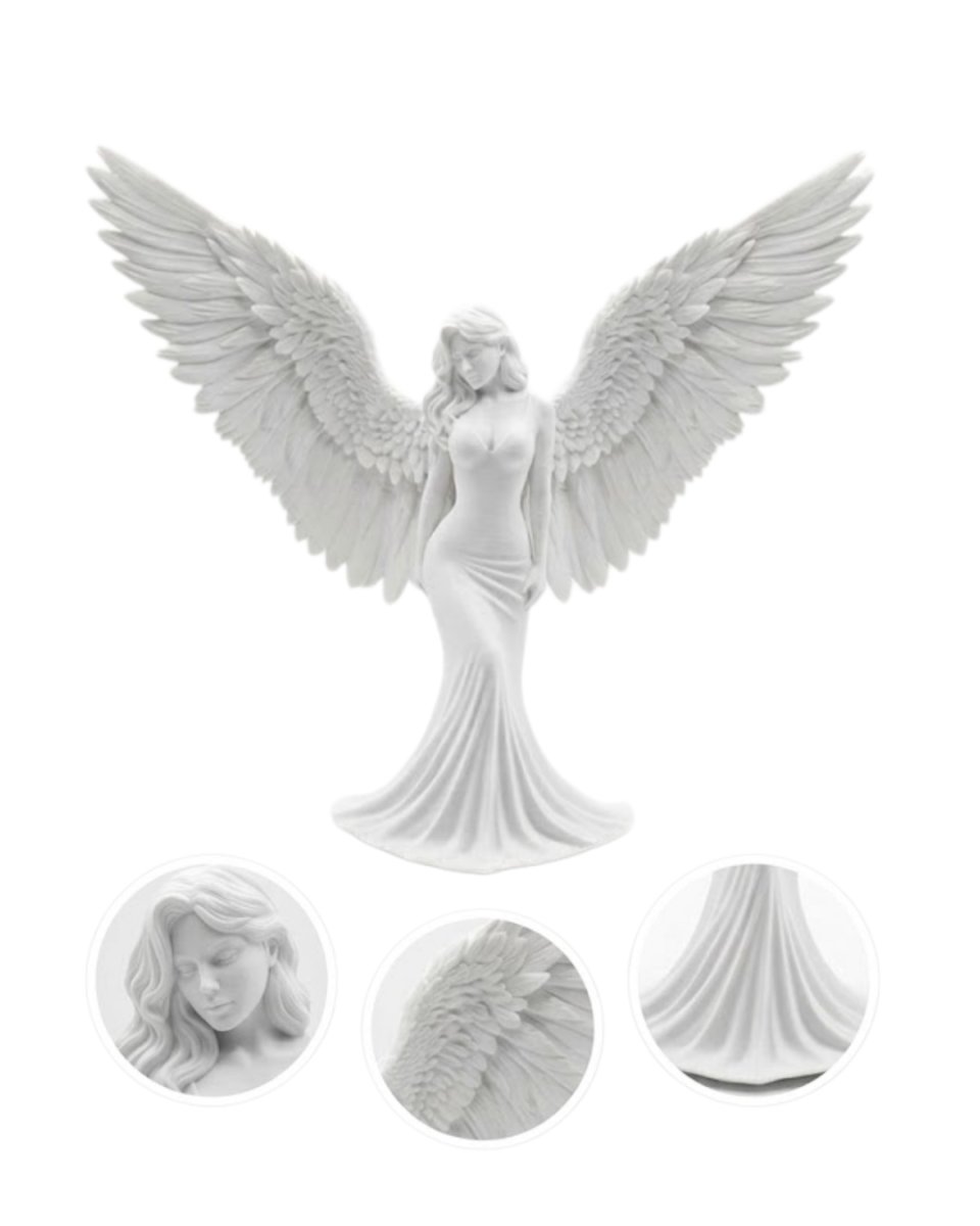 Sanatsal Melek Heykeli Kanatlı Kadın Figürlü 3D Dekoratif Biblo Sanatsal Melek Heykeli Kanatlı Kadın Figürlü 3D Dekoratif Biblo