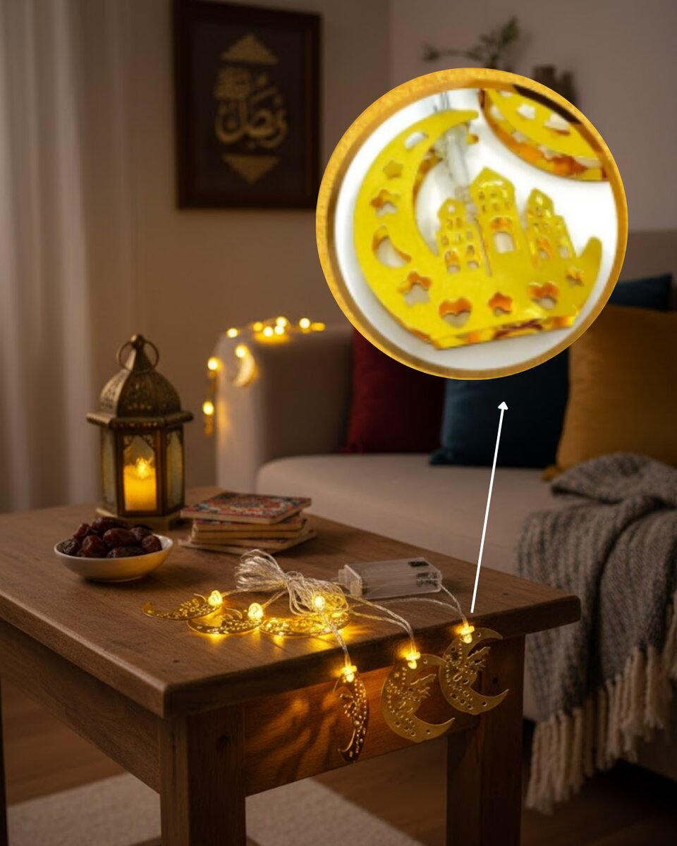 Dekoratif Minareli Hilal LED Işık Metal Gövdeli Ramazan Aydınlatma Dekoratif Minareli Hilal LED Işık Metal Gövdeli Ramazan Aydınlatma