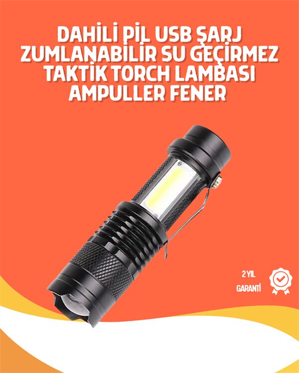 Şarjlı LED El Feneri - 14500 Pil Dahil, 4 Işık Modu, Mini Boy Şarjlı LED El Feneri - 14500 Pil Dahil, 4 Işık Modu, Mini Boy